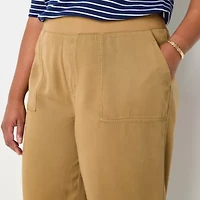 St. John's Bay Womens Wide Leg High Rise Plus Capri Pant
