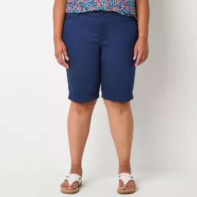St. John's Bay Womens 11 1/2" Mid Rise Plus Bermuda Short