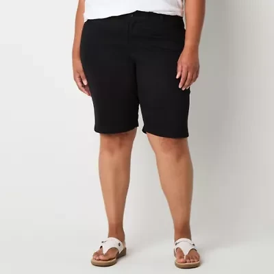 St. John's Bay Womens 11 1/2" Mid Rise Plus Bermuda Short