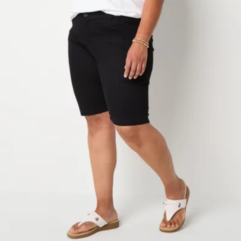 St. John's Bay Womens 11 1/2" Mid Rise Plus Bermuda Short
