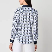 Worthington Womens Cuffed Long Sleeve Fitted Button-Down Shirt