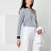 Worthington Womens Cuffed Long Sleeve Fitted Button-Down Shirt