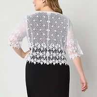 Rabbit Rabbit Rabbit Design Womens V Neck 3/4 Sleeve Shrug Plus