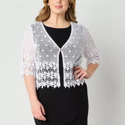 Rabbit Rabbit Rabbit Design Womens V Neck 3/4 Sleeve Shrug Plus