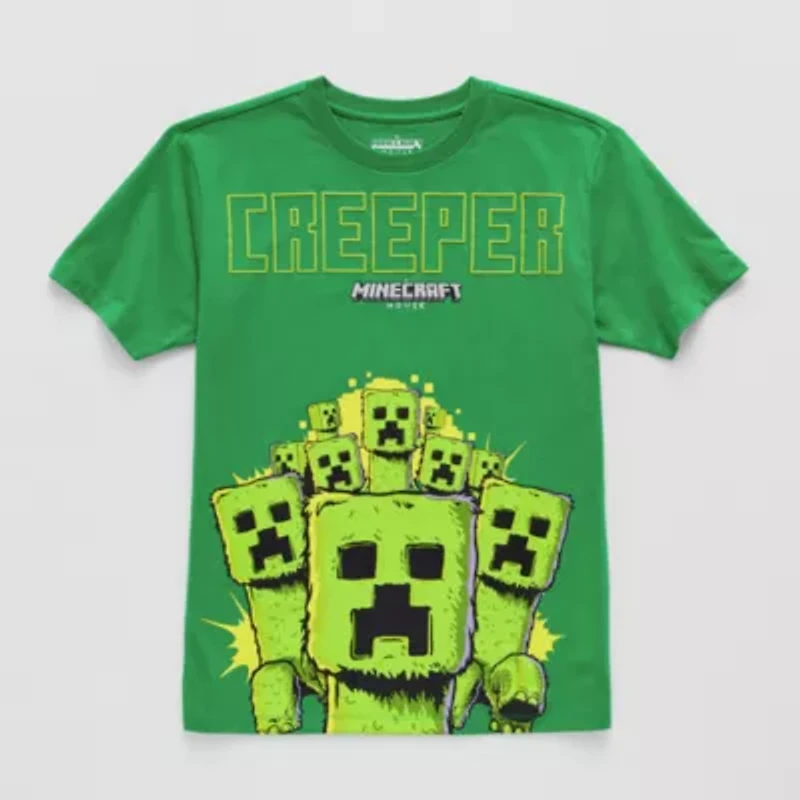 Little & Big Kid Boys Crew Neck Short Sleeve Regular Fit Minecraft Graphic T-Shirt