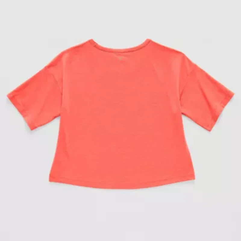 Xersion Soft Performance Waist Length Little & Big Kid Girls Crew Neck Short Sleeve Regular Fit Graphic T-Shirt