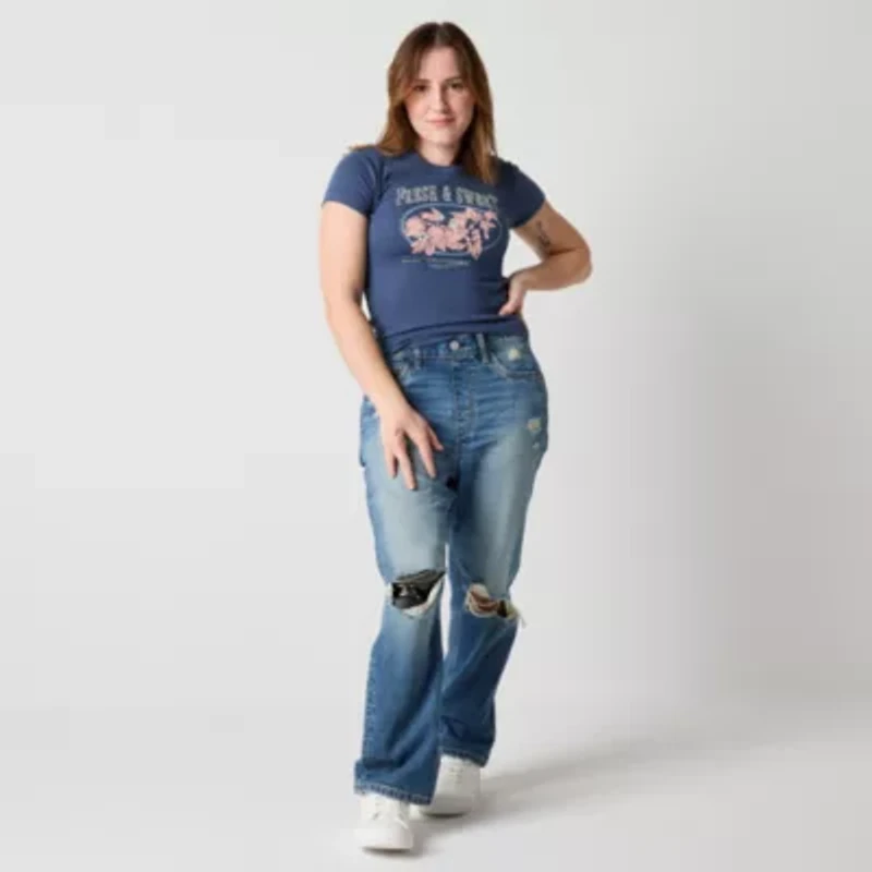 Arizona Juniors Womens Highest Rise Straight Leg Seated Wear Jean