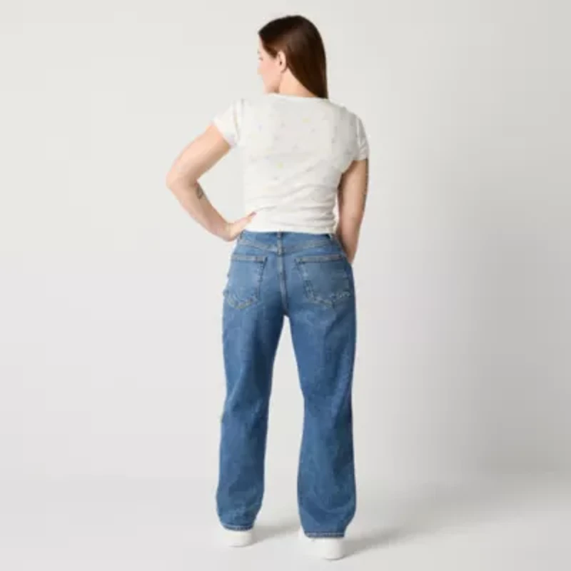 Arizona Juniors Womens Highest Rise Straight Leg Easy-on + Easy-off Jean