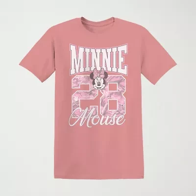 Minnie Varsity Boyfriend Tee Womens Juniors Crew Neck Short Sleeve Loose Fit Mouse Graphic T-Shirt