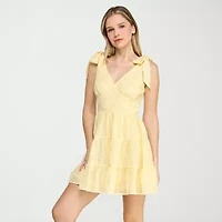 Trixxi Womens Juniors Sleeveless Embroidered Fit + Flare Dress