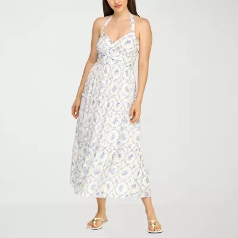 Trixxi Womens Juniors Midi Floral A-Line Dress