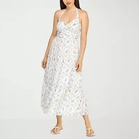 Trixxi Womens Juniors Midi Floral A-Line Dress