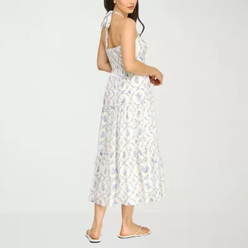 Trixxi Womens Juniors Midi Floral A-Line Dress