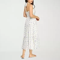 Trixxi Womens Juniors Midi Floral A-Line Dress