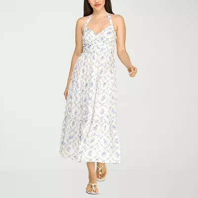 Trixxi Womens Juniors Midi Floral A-Line Dress