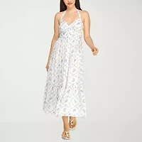 Trixxi Womens Juniors Midi Floral A-Line Dress