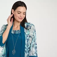 R & M Richards Womens Floral Jacket Dress With Removable Necklace