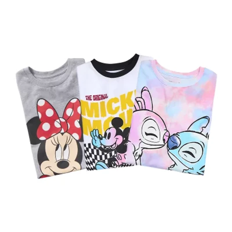 Disney Collection Little & Big Kid Girls Crew Neck Short Sleeve Regular Fit Lilo Stitch Graphic T-Shirt