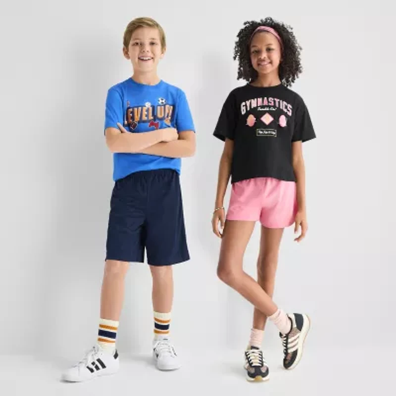 Xersion Little & Big Kid Girls Crew Neck Short Sleeve Relaxed Fit Graphic T-Shirt