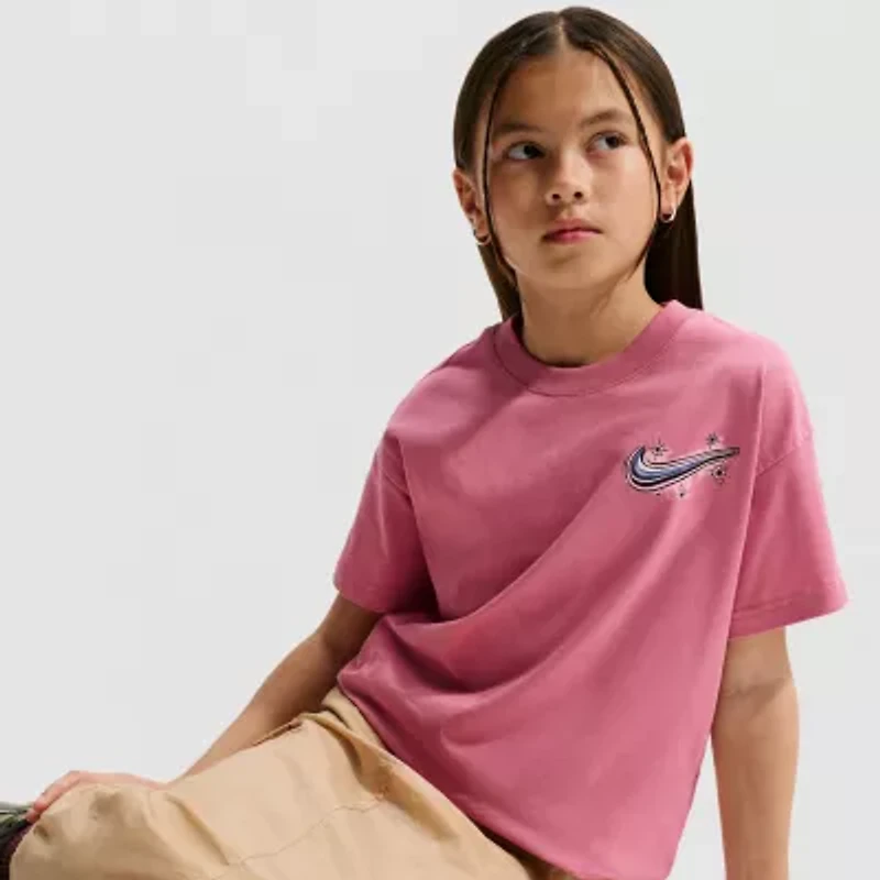 Nike Big Kid Girls Crew Neck Short Sleeve Regular Fit Graphic T-Shirt