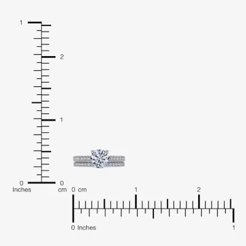 G / Vs2-Si1) Womens 1/ CT. T.W. Lab Grown White Diamond 10K Gold Round Side Stone Bridal Set