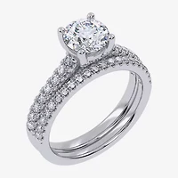 G / Vs2-Si1) Womens 1/ CT. T.W. Lab Grown White Diamond 10K Gold Round Side Stone Bridal Set