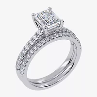 G / Vs2-Si1) Womens 1 CT. T.W. Lab Grown White Diamond 10K Gold Side Stone Bridal Set