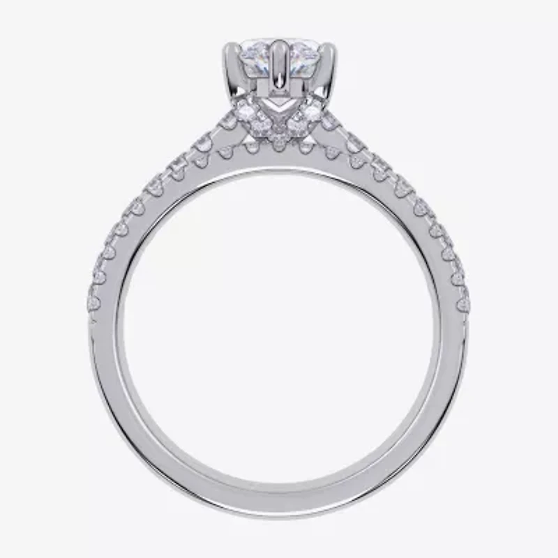 G / Vs2-Si1) Womens 1 CT. T.W. Lab Grown White Diamond 10K Gold Marquise Side Stone Bridal Set
