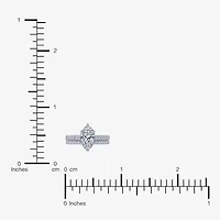 G / Vs2-Si1) Womens 1 CT. T.W. Lab Grown White Diamond 10K Gold Marquise Side Stone Bridal Set