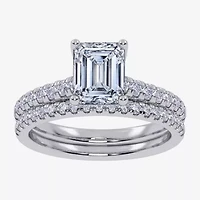 G / Vs2-Si1) Womens 1/2 CT. T.W. Lab Grown White Diamond 10K Gold Side Stone Bridal Set