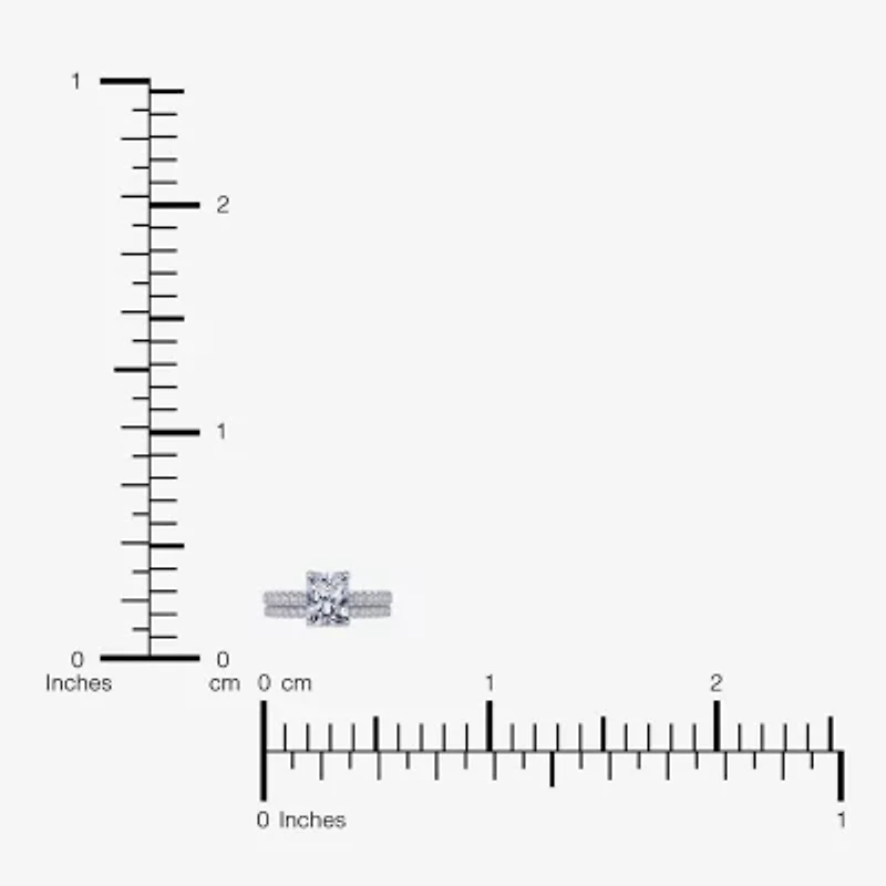 (G / Vs2-Si1) Womens 1 CT. T.W. Lab Grown White Diamond 10K Gold Rectangular Side Stone Bridal Set