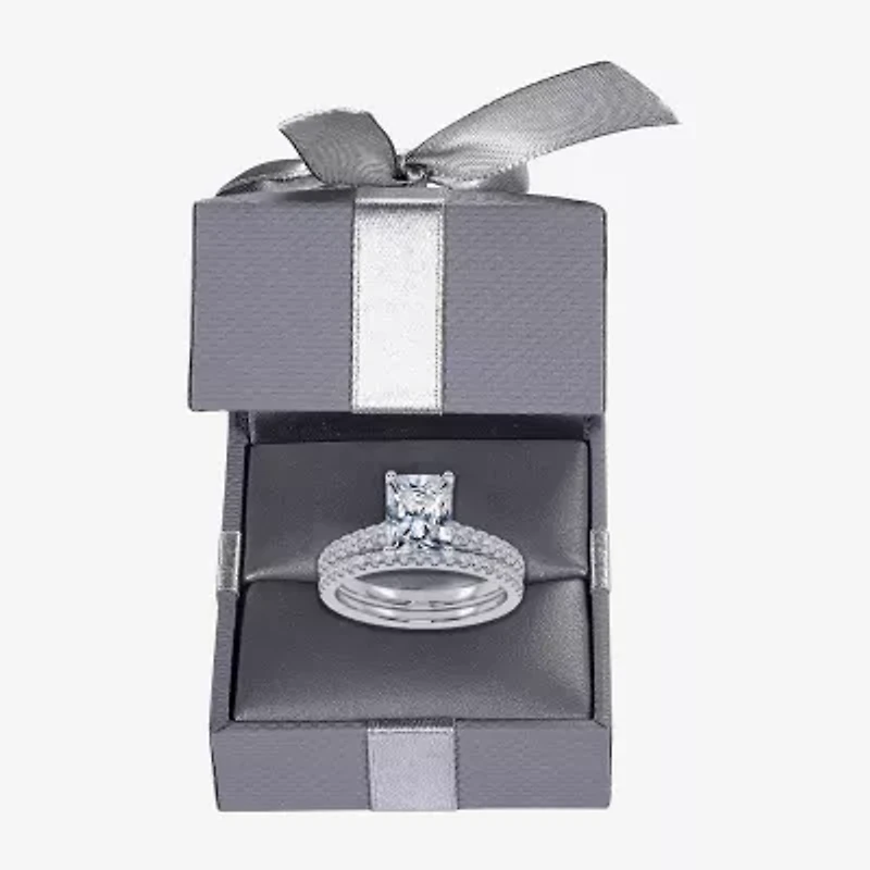 (G / Vs2-Si1) Womens 1 CT. T.W. Lab Grown White Diamond 10K Gold Rectangular Side Stone Bridal Set