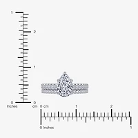 (G / Vs2-Si1) Womens 4 1/2 CT. T.W. Lab Grown White Diamond 10K Gold Pear Side Stone Bridal Set