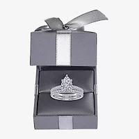 (G / Vs2-Si1) Womens 4 1/2 CT. T.W. Lab Grown White Diamond 10K Gold Pear Side Stone Bridal Set