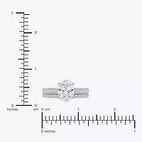 G / Vs2-Si1) Womens 2 1/2 CT. T.W. Lab Grown White Diamond 10K Gold Oval Side Stone Bridal Set
