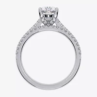 (G / Vs2-Si1) Womens 3 1/2 CT. T.W Lab Grown White Diamond 10K Gold Oval Side Stone Bridal Set