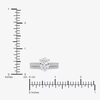 (G / Vs2-Si1) Womens 3 1/2 CT. T.W Lab Grown White Diamond 10K Gold Oval Side Stone Bridal Set
