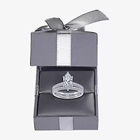 G / Vs2-Si1) Womens 2 1/2 CT. T.W. Lab Grown White Diamond 10K Gold Marquise Side Stone Bridal Set