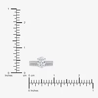 (G / Vs2-Si1) Womens 2 1/2 CT. T.W. Lab Grown White Diamond 10K Gold Oval Side Stone Bridal Set