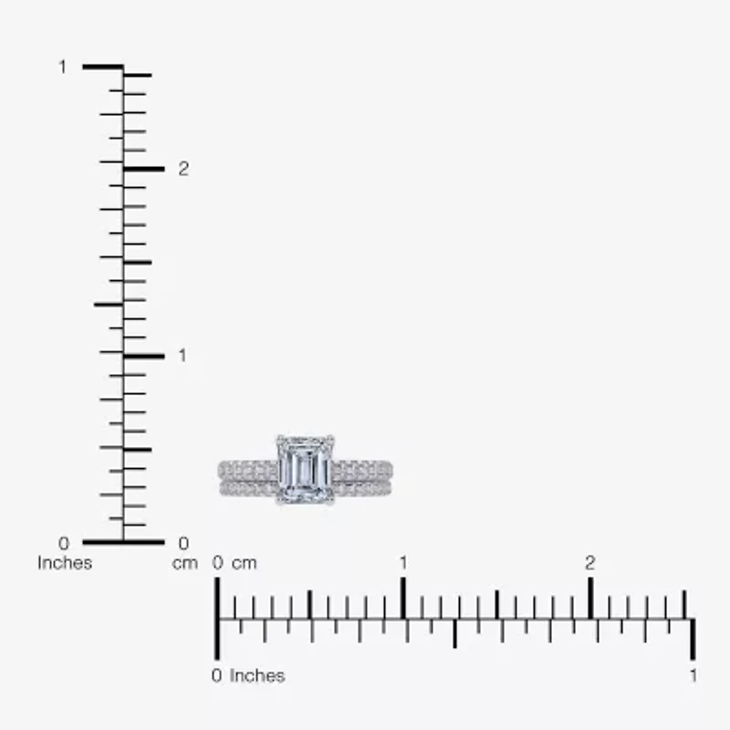 (G / Vs2-Si1) Womens 3 1/2 CT. T.W Lab Grown White Diamond 10K Gold Side Stone Bridal Set