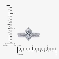 (G / Vs2-Si1) Womens 3 1/2 CT. T.W Lab Grown White Diamond 10K Gold Marquise Side Stone Bridal Set