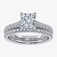 (G / Vs2-Si1) Womens 3 1/2 CT. T.W Lab Grown White Diamond 10K Gold Side Stone Bridal Set