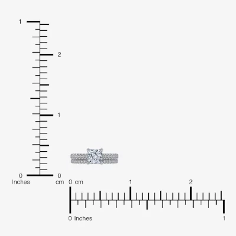 (G / Vs2-Si1) Womens 3 1/2 CT. T.W Lab Grown White Diamond 10K Gold Side Stone Bridal Set