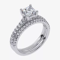 (G / Vs2-Si1) Womens 3 1/2 CT. T.W Lab Grown White Diamond 10K Gold Side Stone Bridal Set