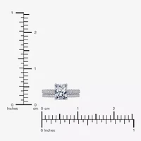 (G / Vs2-Si1) Womens 3 1/2 CT. T.W Lab Grown White Diamond 10K Gold Rectangular Side Stone Bridal Set