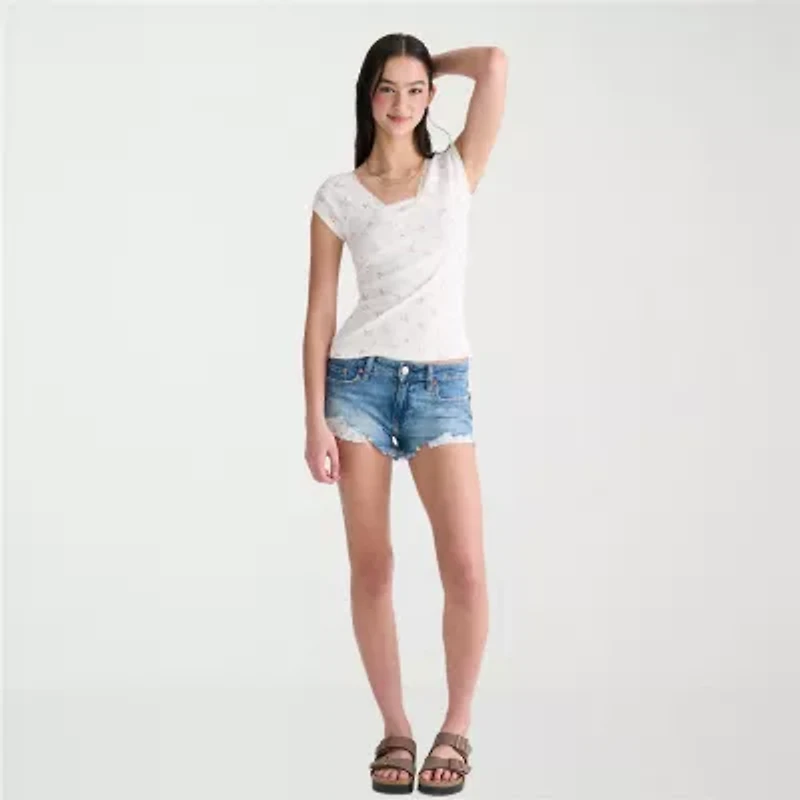 AEROPOSTALE Womens Mid Rise Juniors Denim Short
