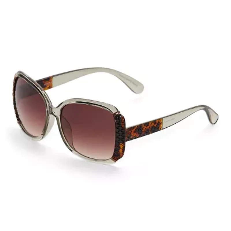 Adrienne Vittadini Femme With Metal Bar N Quilted Detail Womens Uv Protection Square Sunglasses