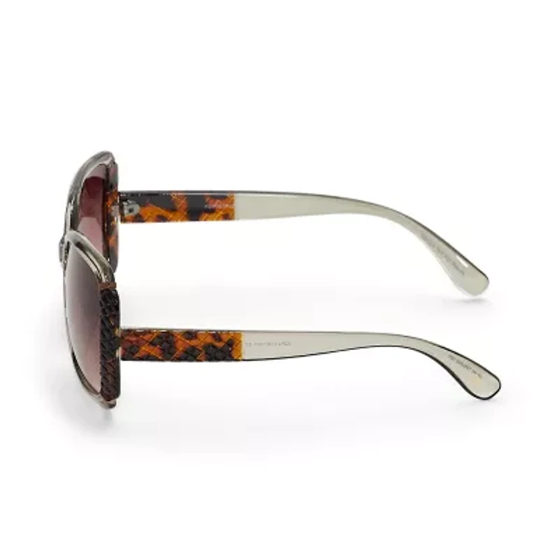 Adrienne Vittadini Femme With Metal Bar N Quilted Detail Womens Uv Protection Square Sunglasses