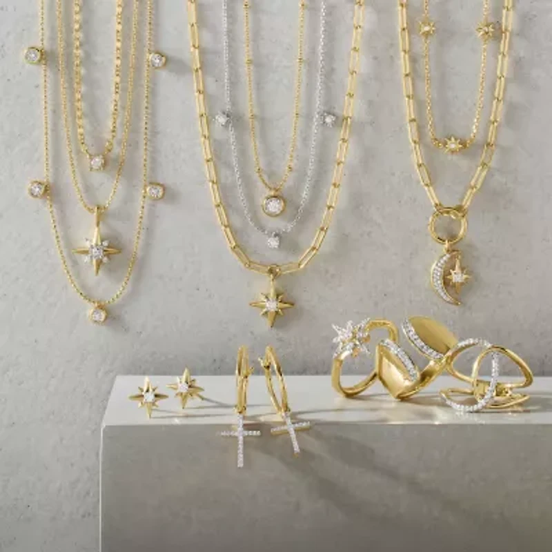 Diamond Addiction North Star (G-H / Si2-I1) Womens 1/10 CT. T.W. Lab Grown White Diamond 14K Gold Over Silver Star 18 Inch Pendant Necklace