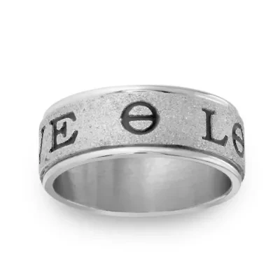"Love" Mens 8MM Stainless Steel Wedding Band